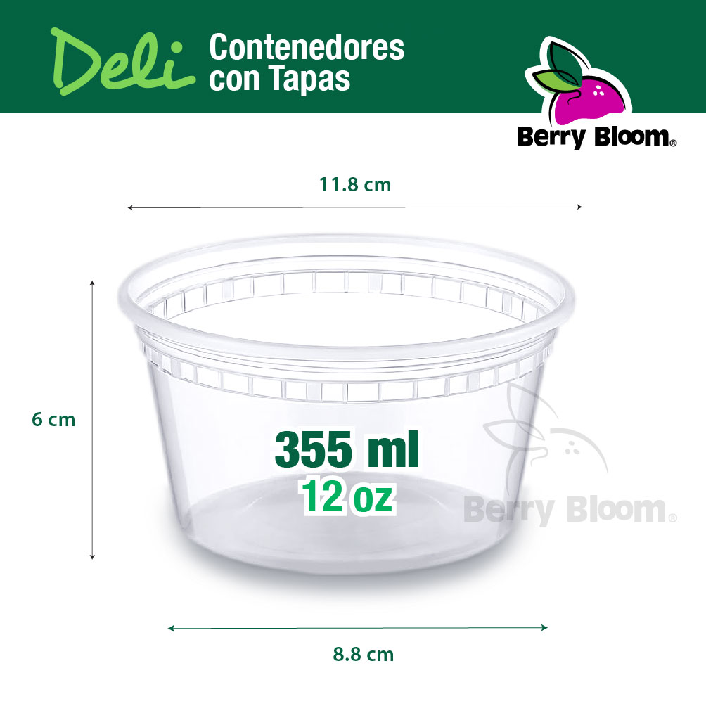 Foto 3 pulgar | Berry Bloom 50 Contenedores De Alimentos Reutilizables Deli: Circulares, Con Tapas, Capacidad De 12 Oz (355 Ml)