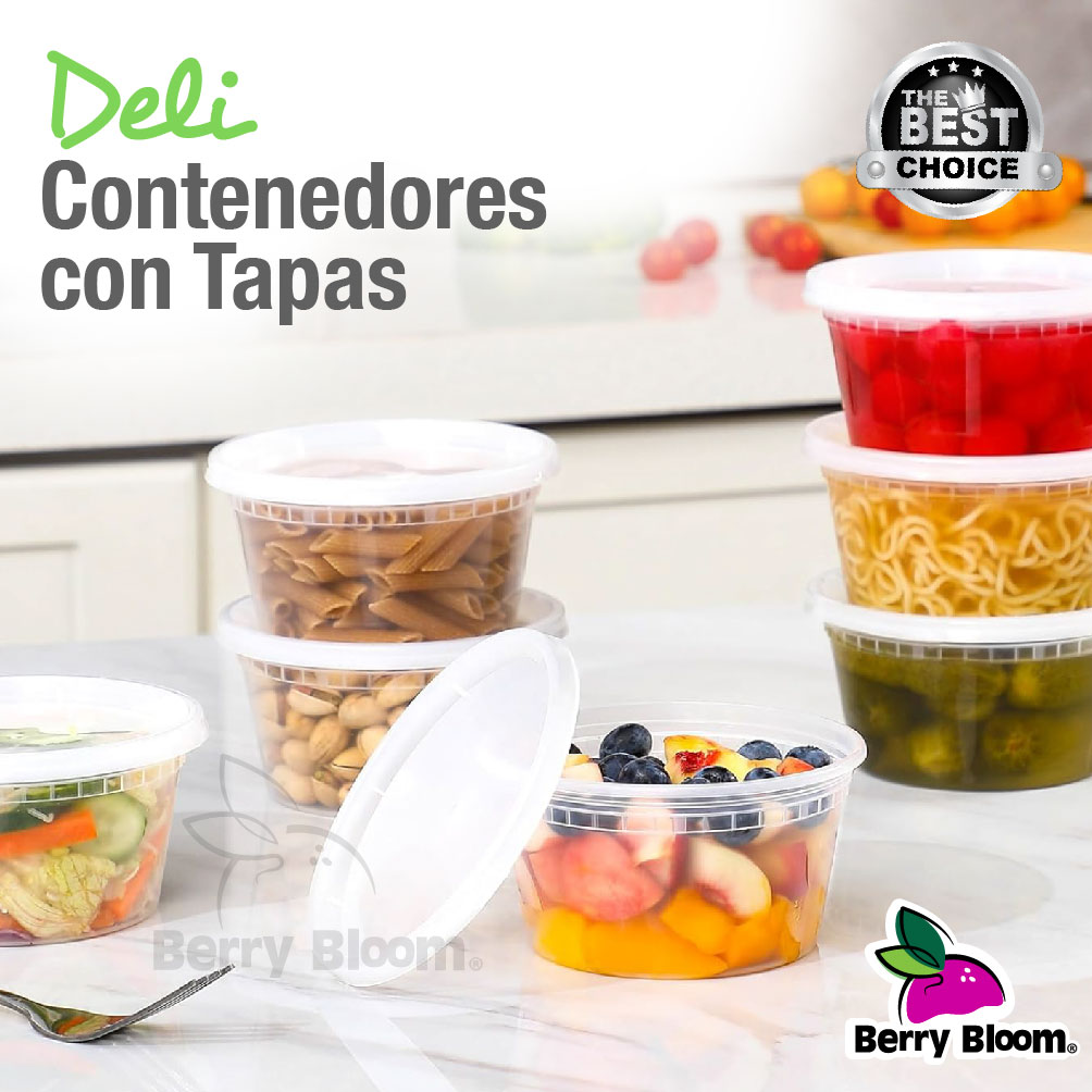 Foto 5 pulgar | Berry Bloom 50 Contenedores De Alimentos Reutilizables Deli: Circulares, Con Tapas, Capacidad De 12 Oz (355 Ml)