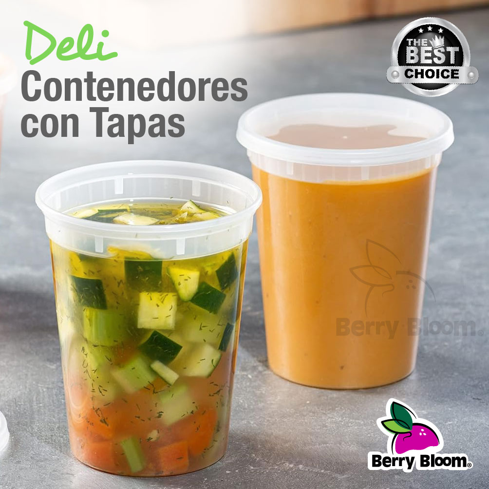 Foto 5 | Berry Bloom 24 Contenedores De Alimentos Reutilizables Deli: Circulares, Con Tapas, Capacidad De 32 Oz (946 Ml)