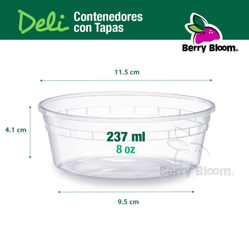 Foto 2 | Berry Bloom 50 Contenedores De Alimentos Reutilizables Deli: Circulares, Con Tapas, Capacidad De 8 Oz (237 Ml)