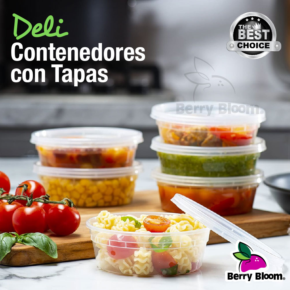 Foto 5 | Berry Bloom 50 Contenedores De Alimentos Reutilizables Deli: Circulares, Con Tapas, Capacidad De 8 Oz (237 Ml)