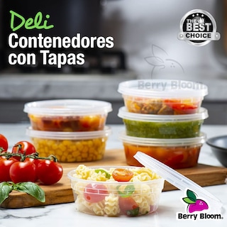 Foto 5 | Berry Bloom 50 Contenedores De Alimentos Reutilizables Deli: Circulares, Con Tapas, Capacidad De 8 Oz (237 Ml)