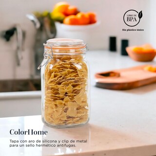 Foto 5 | Contenedor para Almacenaje ColorHome Cristal Transparente con Tapa Hermética 1.5 Litros