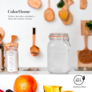 Foto 6 | Contenedor para Almacenaje ColorHome Cristal Transparente con Tapa Hermética 1.5 Litros