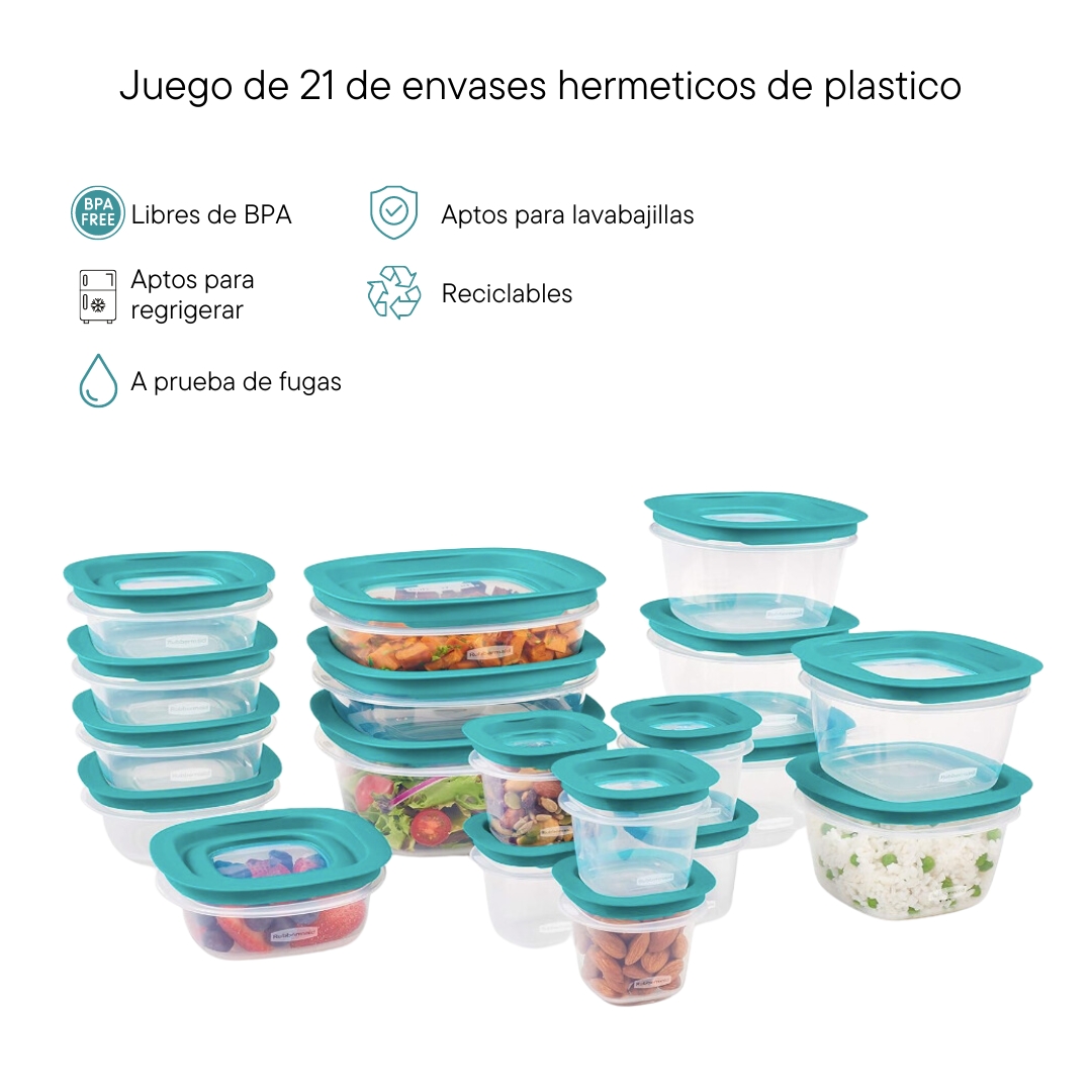 Kit De  21 Recipientes Herméticos Con Tapa Rubbermaid