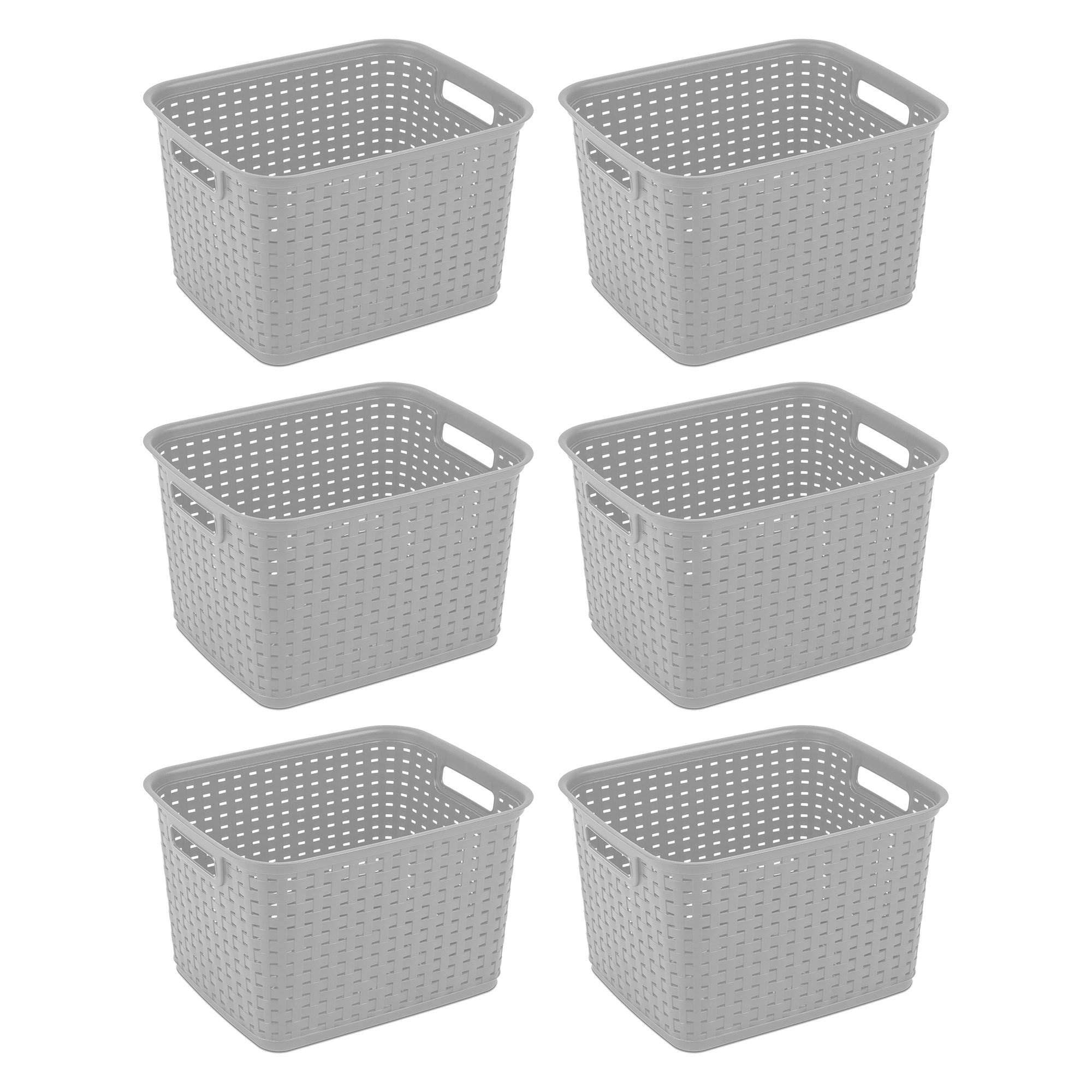 Foto 3 pulgar | Cesta de Almacenamiento Sterilite Tall Plastic Weave Grey Paquete de 6 - Venta Internacional