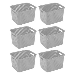 Foto 2 | Cesta de Almacenamiento Sterilite Tall Plastic Weave Grey Paquete de 6 - Venta Internacional