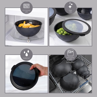 Foto 5 | Cuencos Para Mezclar Cook With Color, 12 Piezas De Plástico Con Tapas, Color Negro - Venta Internacional.