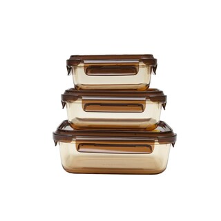 Foto 1 | KOCHSTELLE Contenedores Rectangulares de Comida, Cristal con Tapa Color Ambar 6 piezas