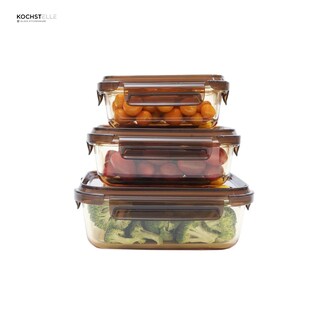 Foto 2 | KOCHSTELLE Contenedores Rectangulares de Comida, Cristal con Tapa Color Ambar 6 piezas