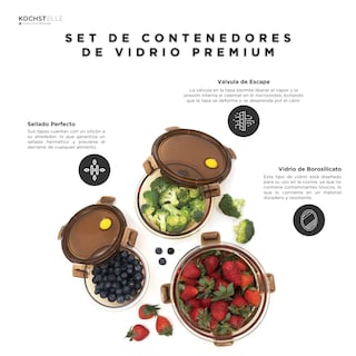 Foto 5 | KOCHSTELLE Contenedores Redondos de Comida, Cristal con Tapa Color Ambar 6 piezas