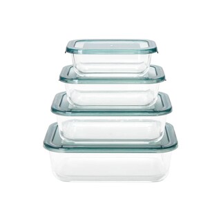 Foto 1 | KOCHSTELLE Contenedores Rectangulares de Comida, Cristal con Tapa Color Verde 8 piezas