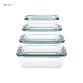 Foto 2 | KOCHSTELLE Contenedores Rectangulares de Comida, Cristal con Tapa Color Verde 8 piezas