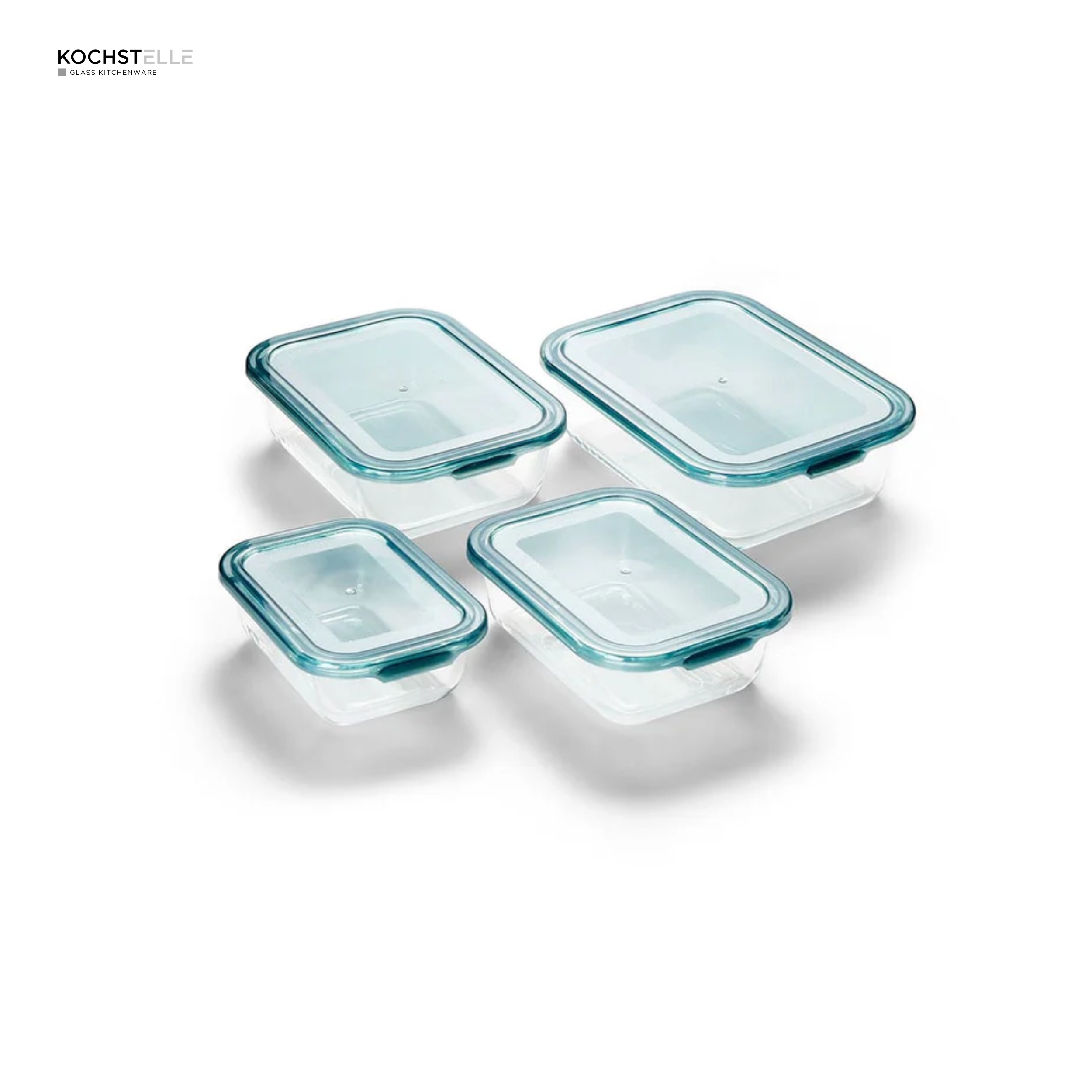 Foto 3 | KOCHSTELLE Contenedores Rectangulares de Comida, Cristal con Tapa Color Verde 8 piezas