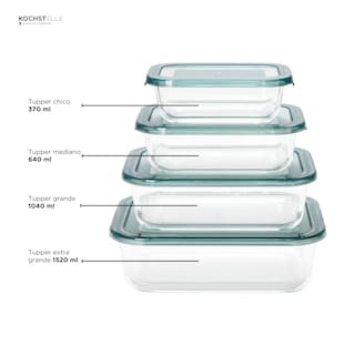 Foto 6 | KOCHSTELLE Contenedores Rectangulares de Comida, Cristal con Tapa Color Verde 8 piezas