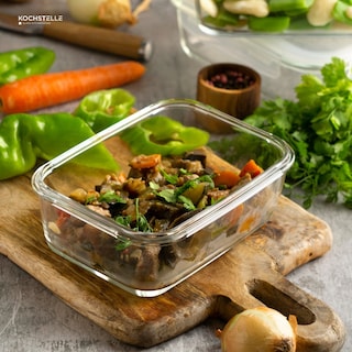 Foto 8 | KOCHSTELLE Contenedores Rectangulares de Comida, Cristal con Tapa Color Verde 8 piezas