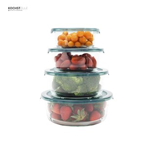 Foto 3 | KOCHSTELLE Contenedores Redondos de Comida, Cristal con Tapa Color Verde 8 piezas