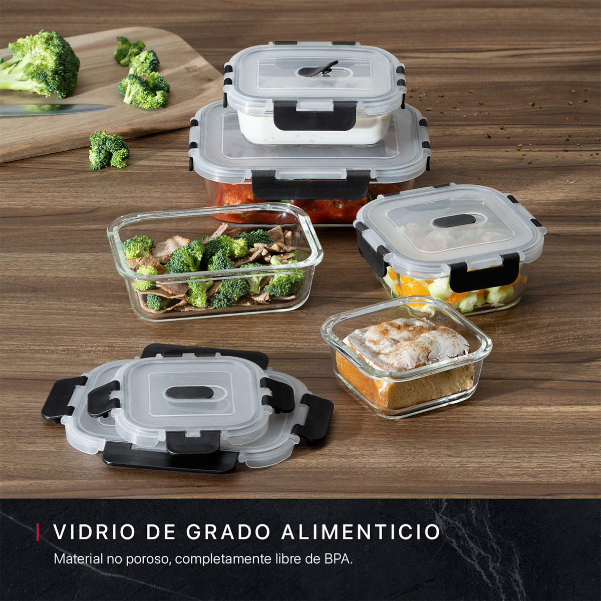 Foto 2 | Set de 5 Contenedores de Vidrio con Tapa Cookify Herméticos