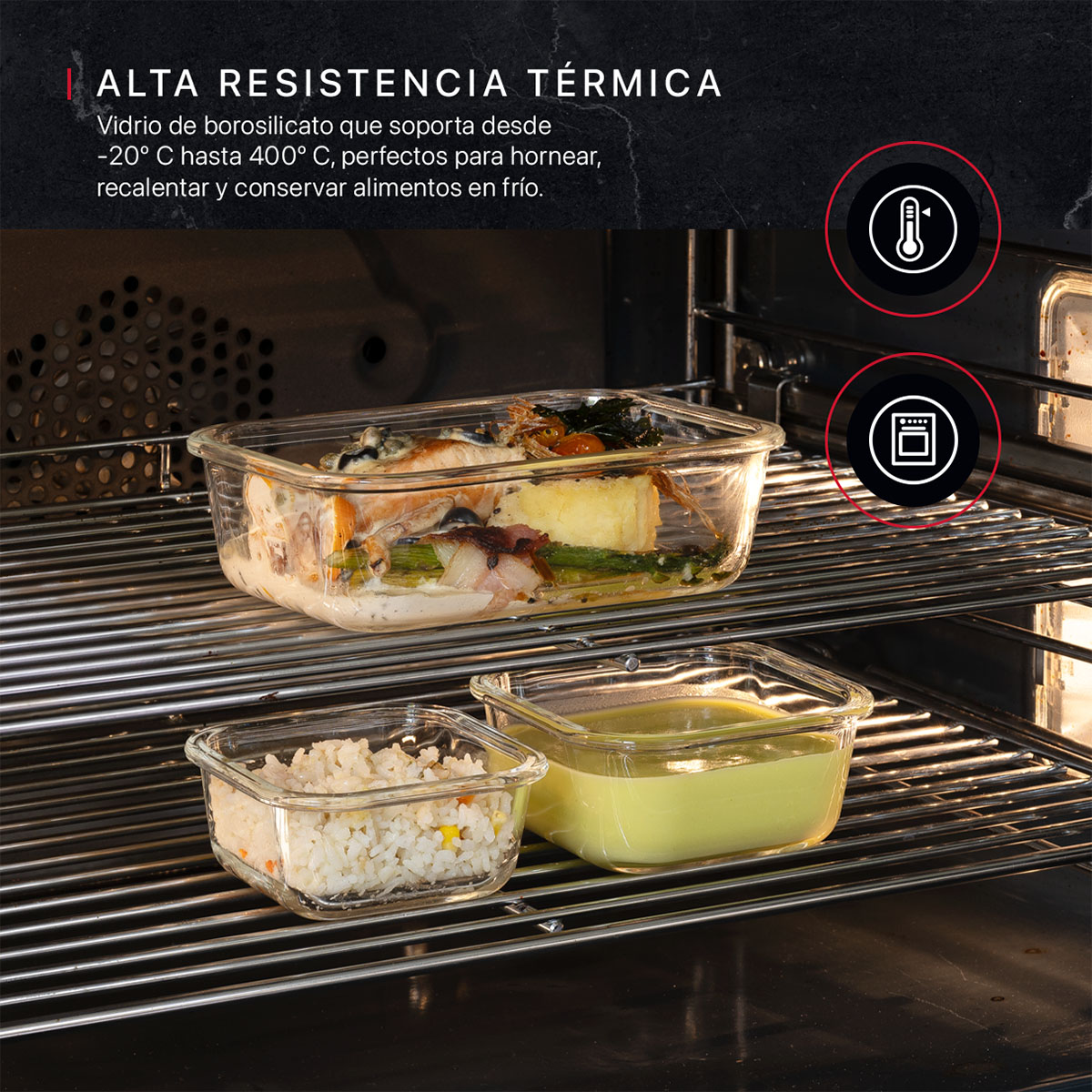 Foto 3 | Set de 5 Contenedores de Vidrio con Tapa Cookify Herméticos