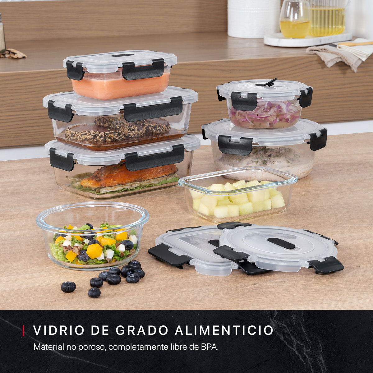 Foto 2 | Set De 7 Contenedores De  Vidrio Con Tapa Cookify  Herméticos