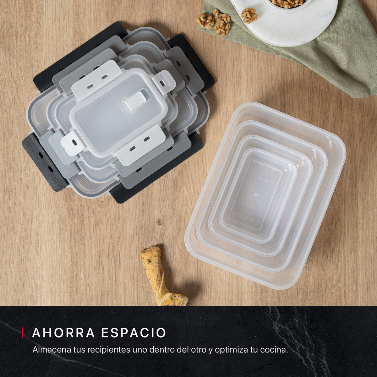 Foto 2 | Set De 4 Contenedores De Plástico Cookify Rectangular Herméticos
