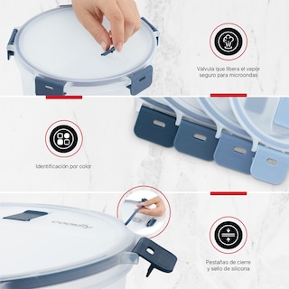 Foto 5 | Set De 4 Contenedores De Plástico Cookify Redondos Herméticos