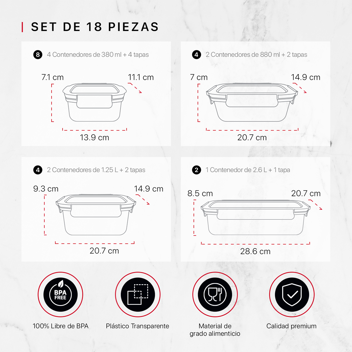 Foto 3 | Set De 9  Contenedores De Plástico Cookify Herméticos