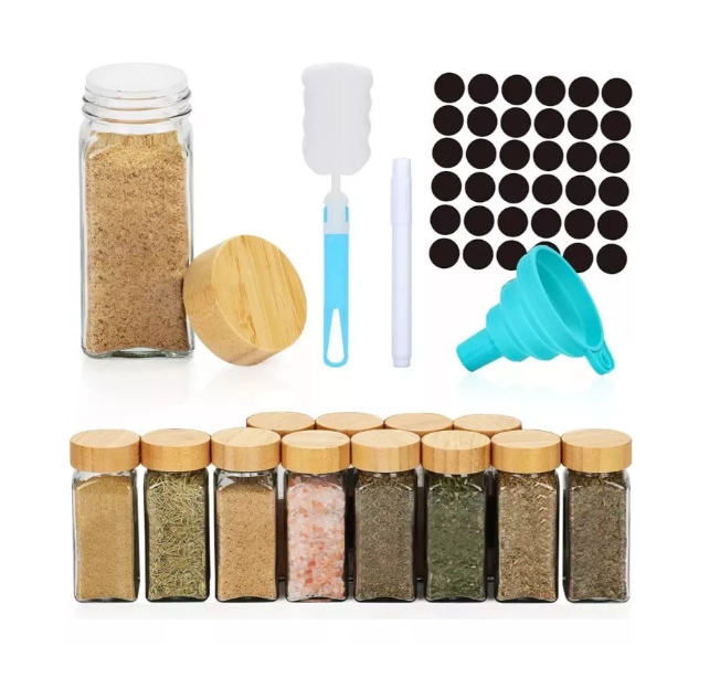 Foto 2 pulgar | Juego de 12 Frascos de Vidrio Especieros Wünd con Tapa Almacenamiento 120 ml