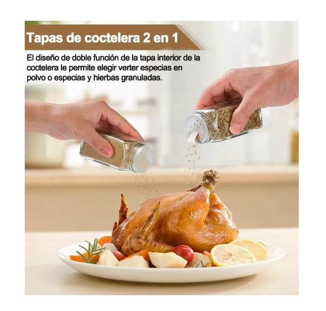 Foto 3 pulgar | Juego de 12 Frascos de Vidrio Especieros Wünd con Tapa Almacenamiento 120 ml