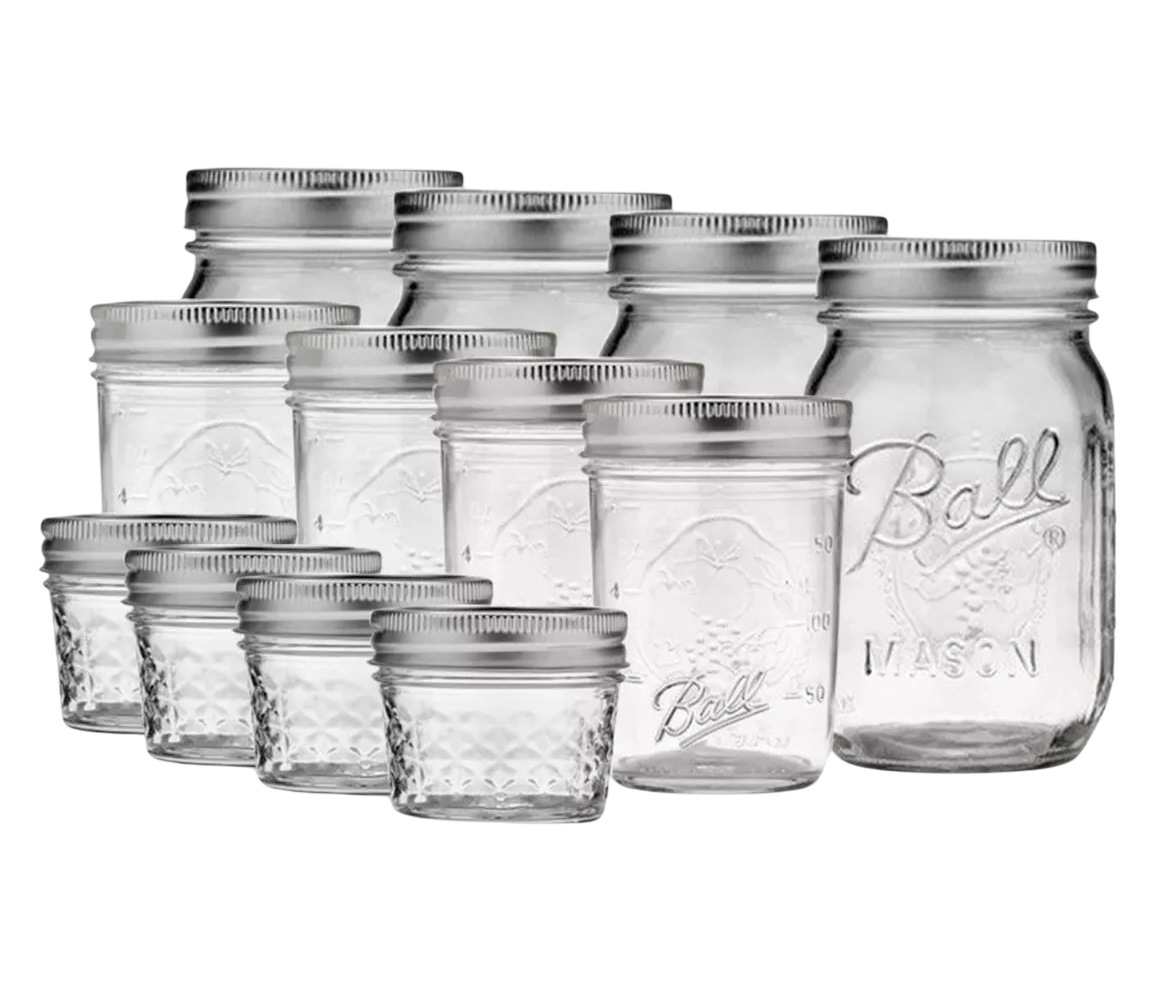 Foto 1 | Set 12 Pzs Mason Jar Ball Boca Regular 4oz, 8oz Y 16oz Transparente
