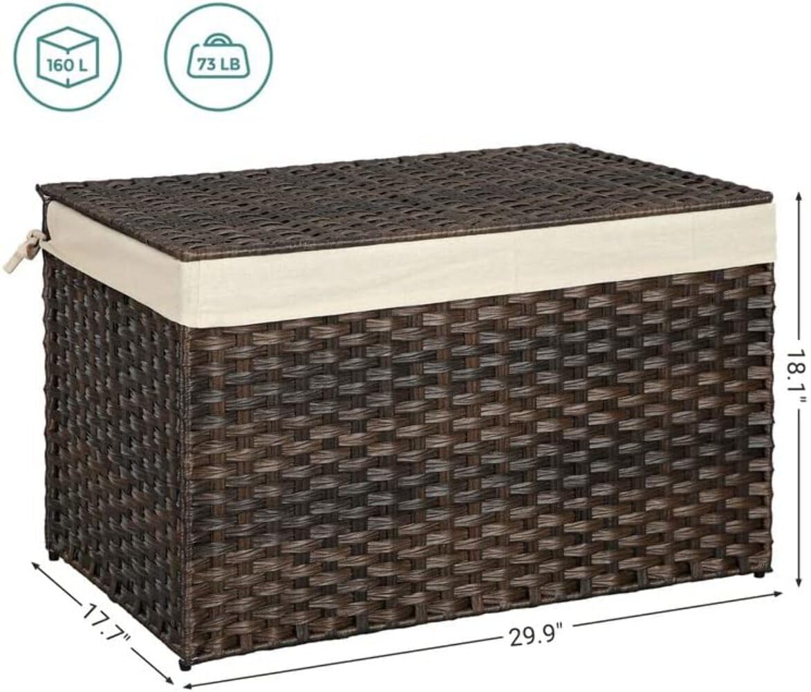 Foto 3 pulgar | Cesta De Almacenamiento Songmics 160 L Con Tapa, Marrón, Para Dormitorio O Lavandería - Venta Internacional.