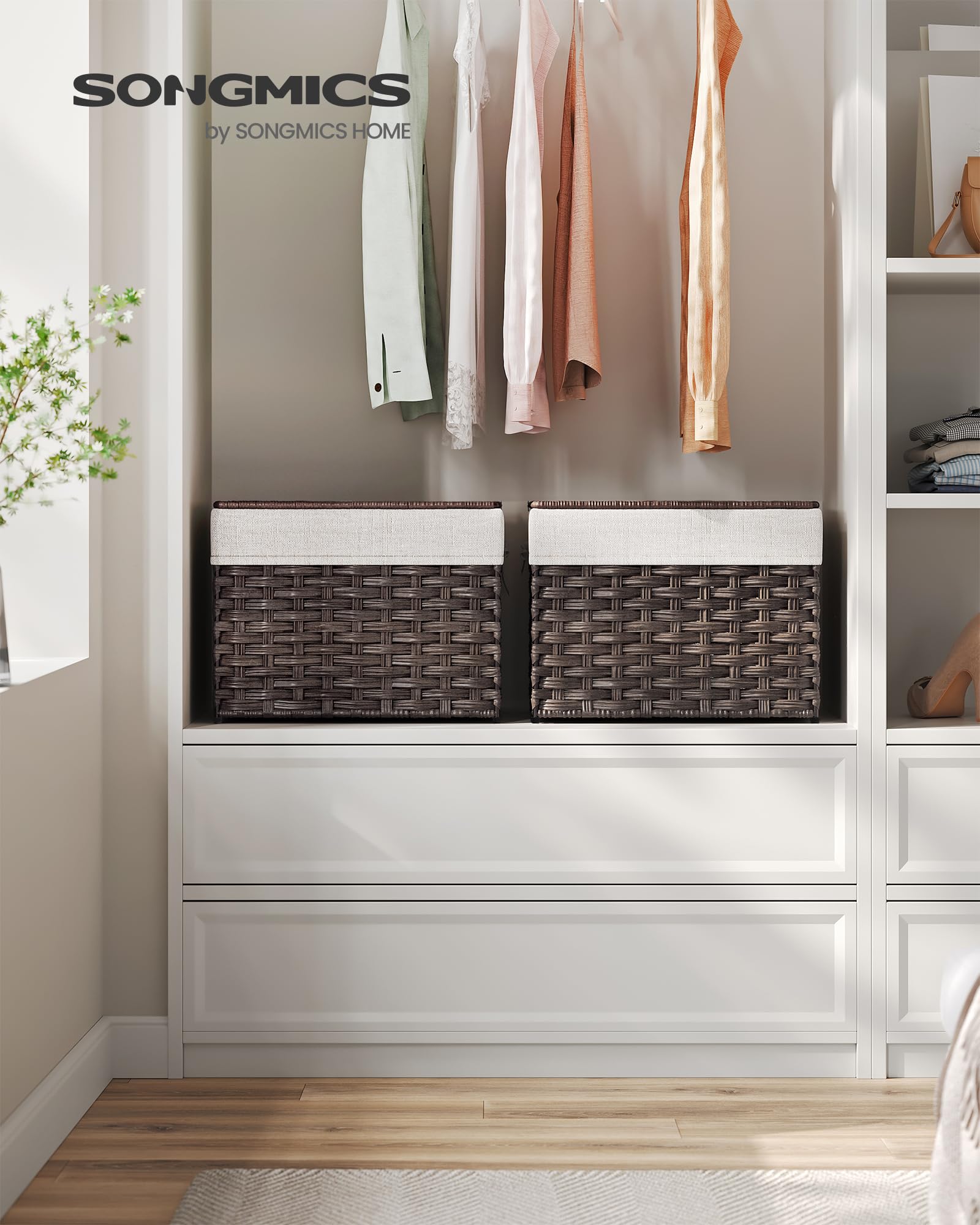 Foto 2 | Cesta De Almacenamiento Songmics 35 L Con Tapa, Plegable, Marrón Urst040k01 - Venta Internacional.