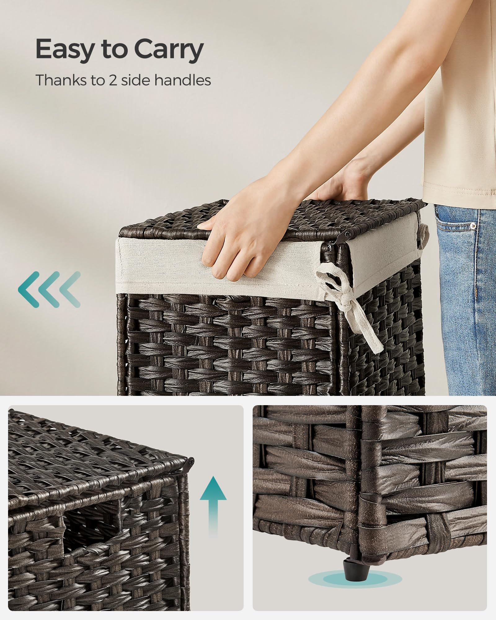 Foto 6 pulgar | Cesta De Almacenamiento Songmics 35 L Con Tapa, Plegable, Marrón Urst040k01 - Venta Internacional.
