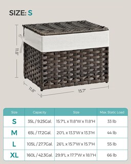 Foto 6 | Cesta De Almacenamiento Songmics 35 L Con Tapa, Plegable, Marrón Urst040k01 - Venta Internacional.