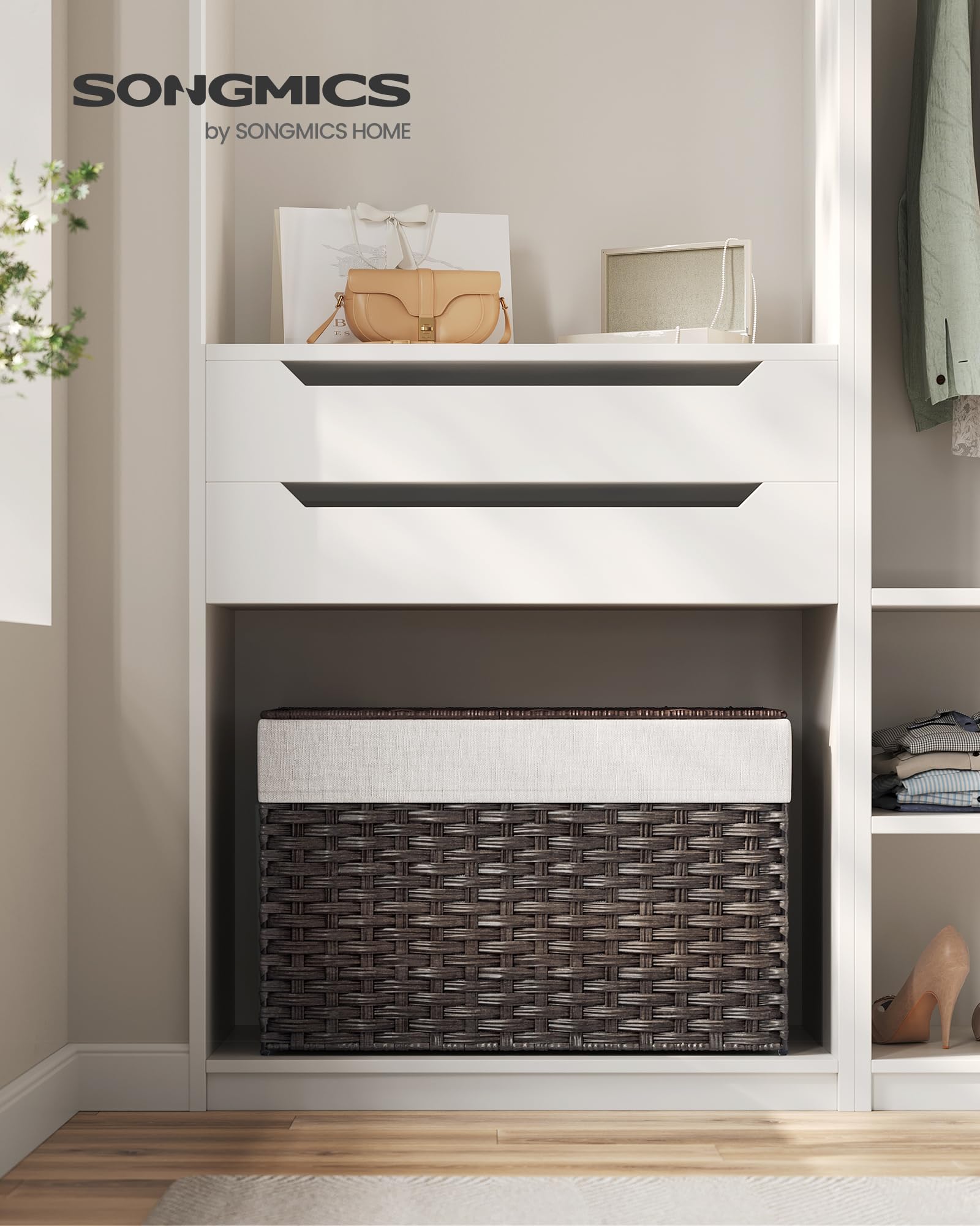 Foto 3 pulgar | Cesta De Almacenamiento Songmics Con Tapa, 105 L, Color Marrón Con Marco De Metal - Venta Internacional.