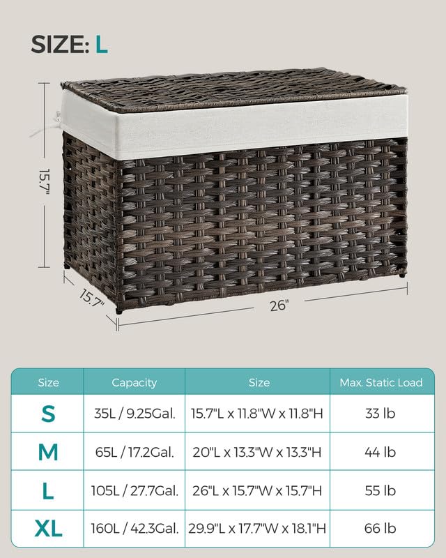 Foto 8 pulgar | Cesta De Almacenamiento Songmics Con Tapa, 105 L, Color Marrón Con Marco De Metal - Venta Internacional.