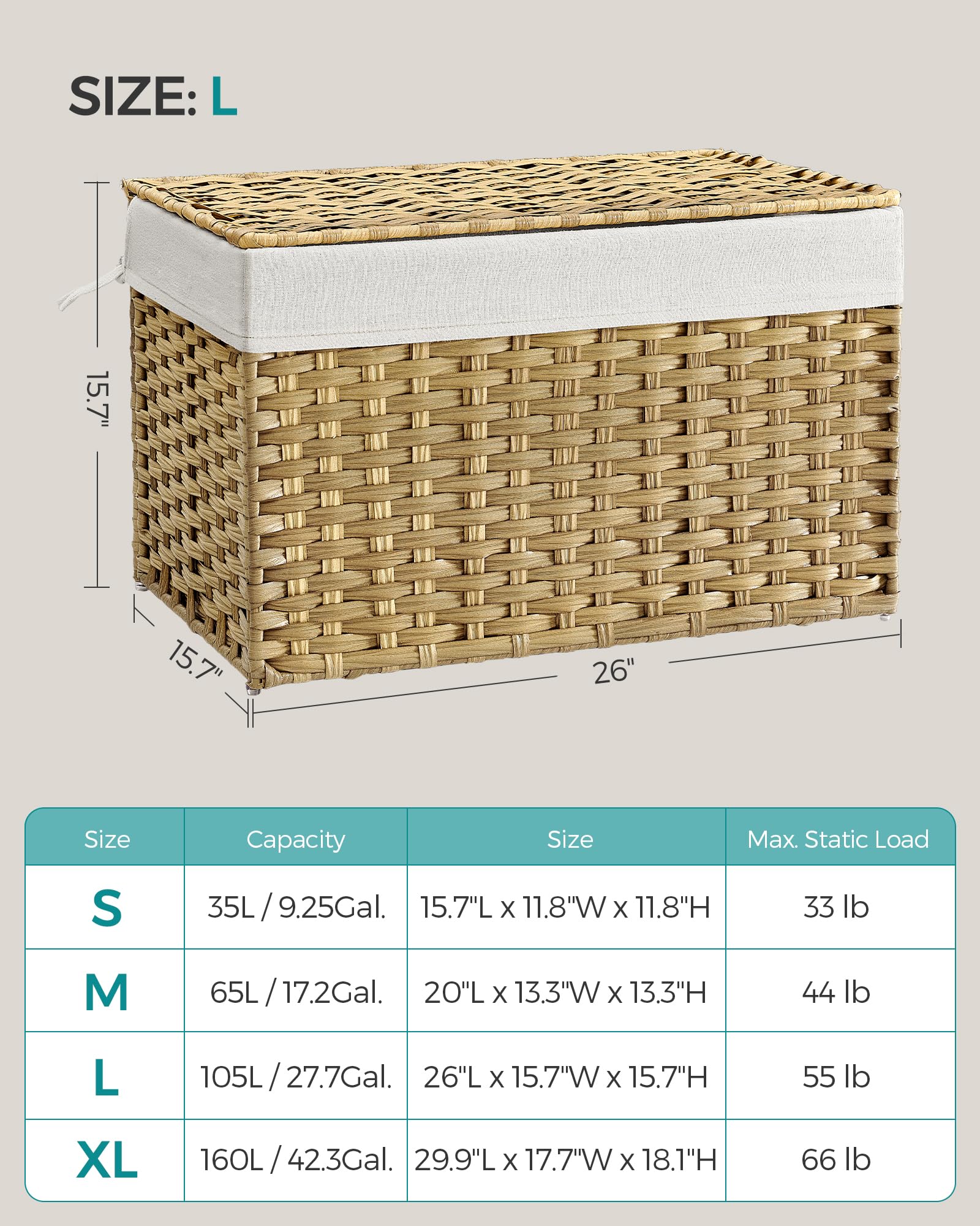 Foto 8 pulgar | Cesta de Almacenamiento Songmics 105l con Tapa Plegable- Venta Internacional