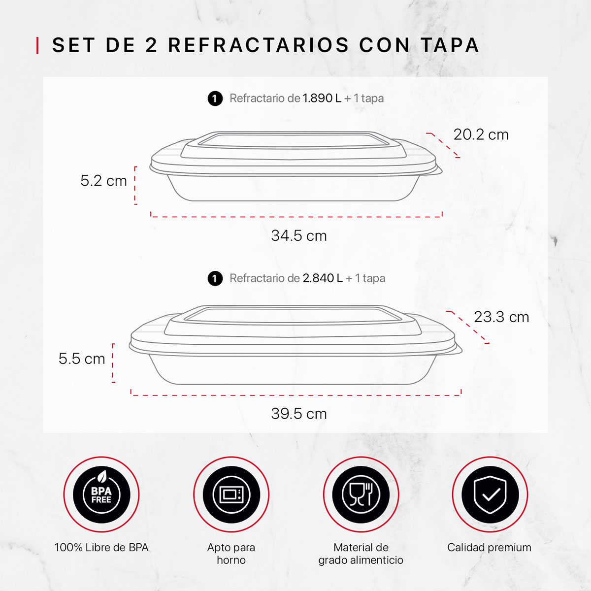 Foto 3 | Set de 2 Refractarios de Vidrio Cookify con Tapa