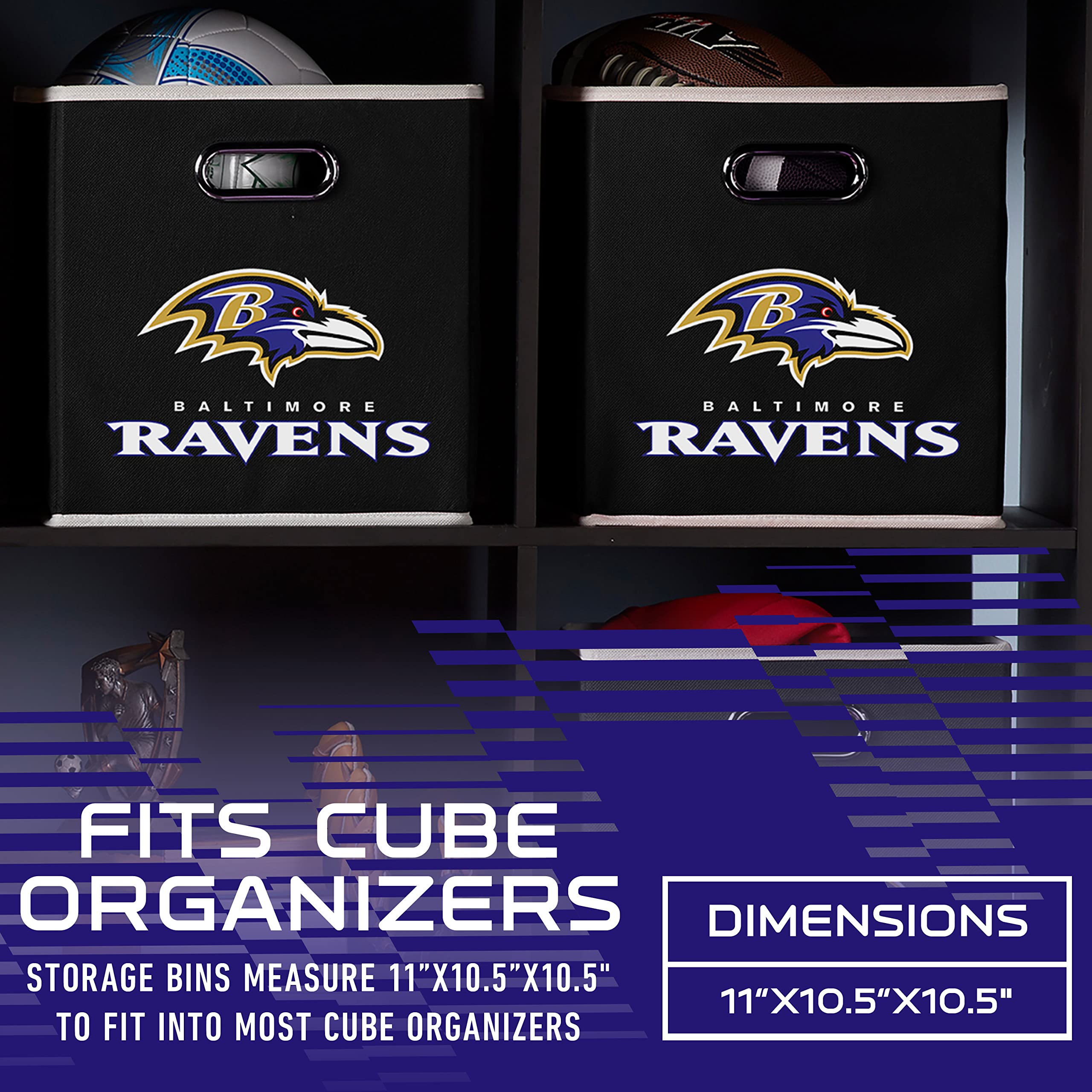 Foto 4 pulgar | Cubo De Almacenamiento Franklin Sports Nfl Baltimore Ravens De 11 X 11 Cm - Venta Internacional.