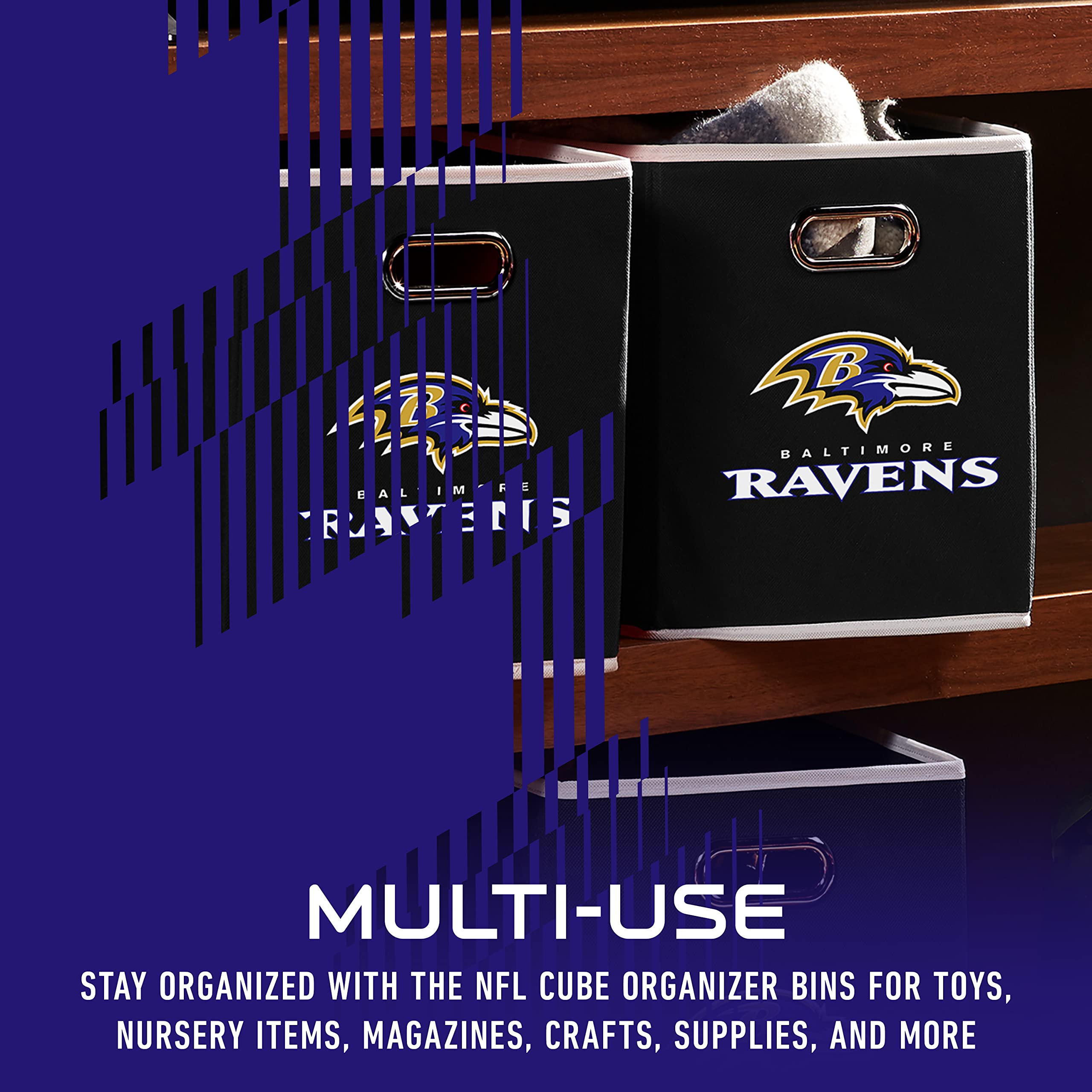 Foto 6 pulgar | Cubo De Almacenamiento Franklin Sports Nfl Baltimore Ravens De 11 X 11 Cm - Venta Internacional.