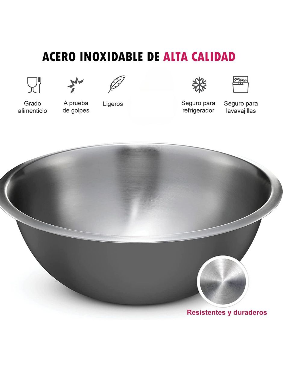 Foto 6 | Bowl Acero Inoxidable Juego De Tazones 3pz C/tapa Royal Haus