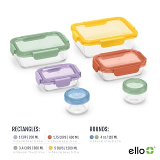 Foto 4 | Set De Almacenamiento De Alimentos Ello Color Lock, 12 Piezas, Vidrio Mixto - Venta Internacional.