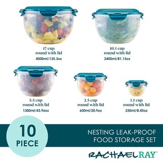 Foto 2 | Contenedor De Almacenamiento De Alimentos Rachael Ray A Prueba De Fugas, Juego De 10 Piezas - Venta Internacional.