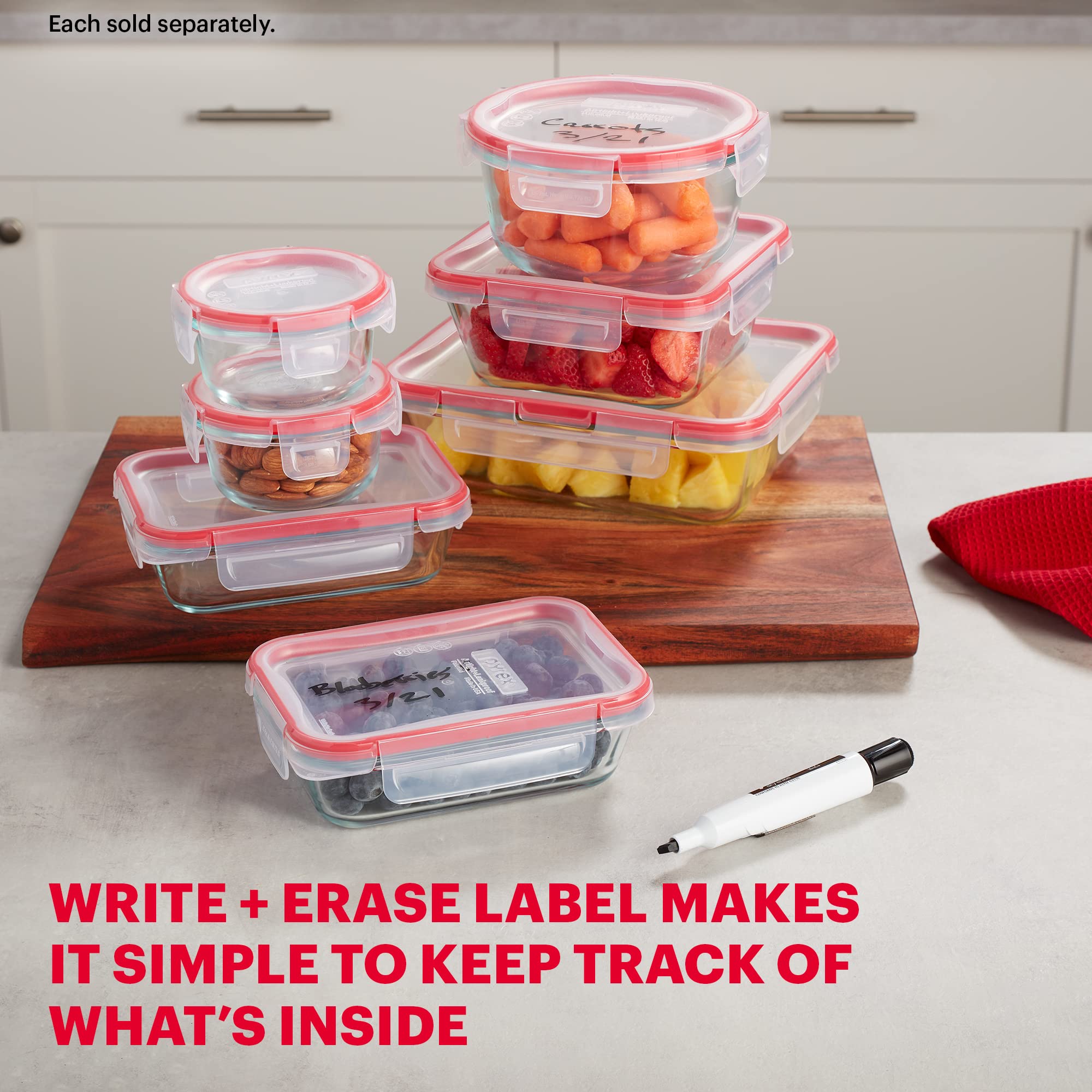 Foto 3 | Recipiente De Almacenamiento De Alimentos Pyrex Freshlock Glass, 4 Tazas - Venta Internacional.