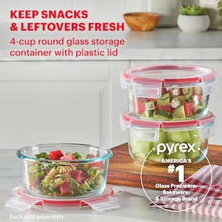 Foto 4 | Recipiente De Almacenamiento De Alimentos Pyrex Freshlock Glass, 4 Tazas - Venta Internacional.