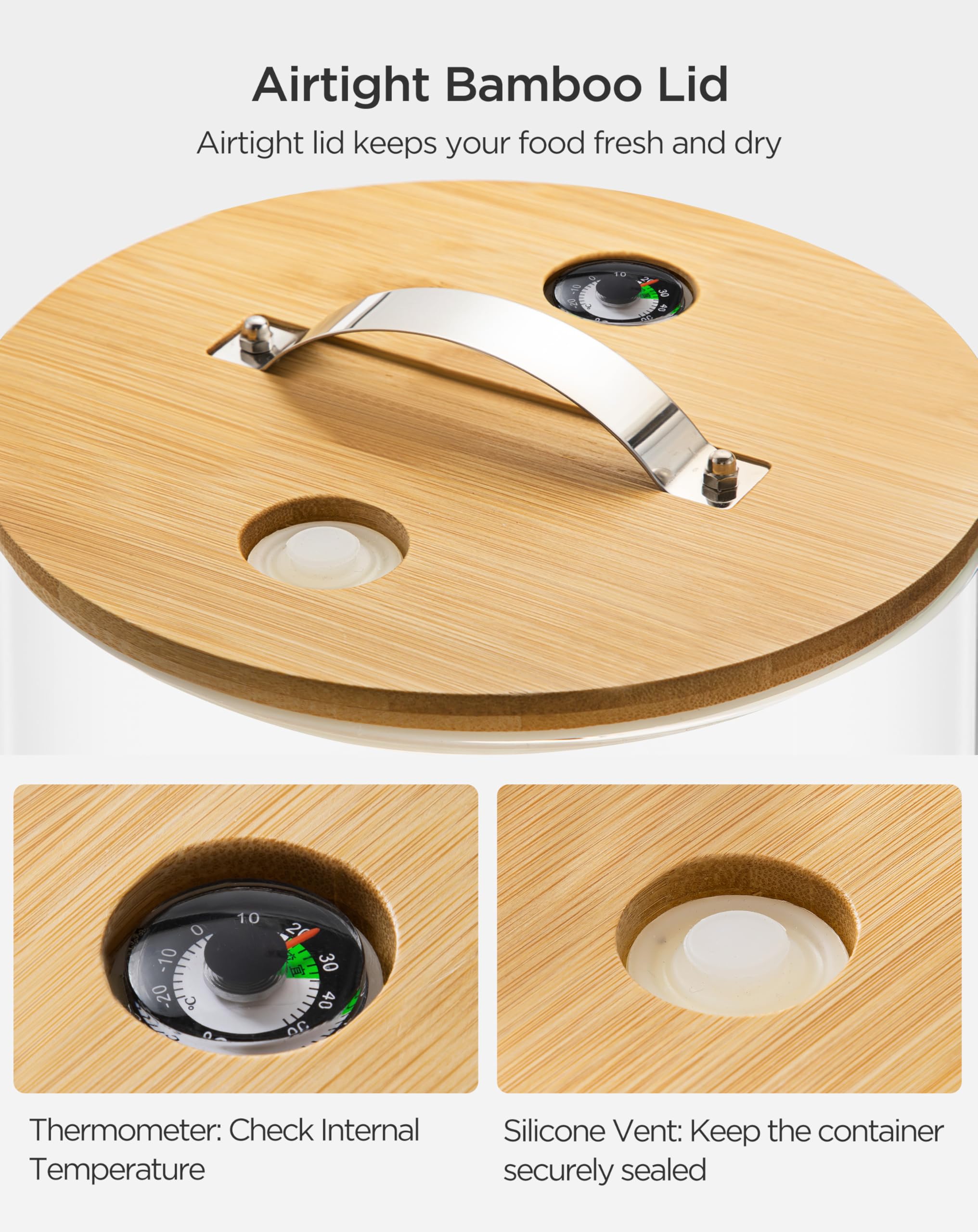 Foto 4 | Dispensador De Arroz Hblife De Vidrio De 8 Litros Con Soporte De Madera Y Taza Medidora - Venta Internacional.