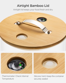 Foto 4 | Dispensador De Arroz Hblife De Vidrio De 8 Litros Con Soporte De Madera Y Taza Medidora - Venta Internacional.