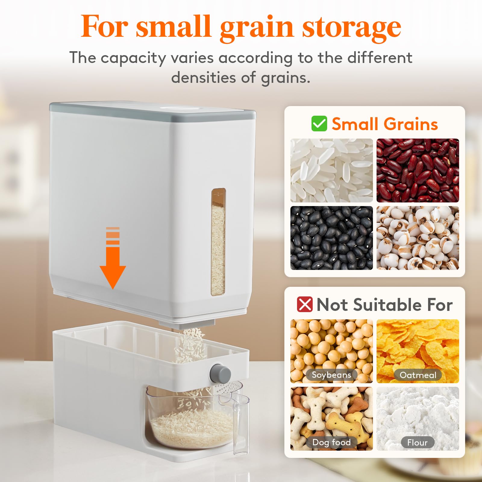 Foto 8 pulgar | Dispensador De Arroz Lifewit De 11,3 Kg Con Taza Medidora - Venta Internacional.