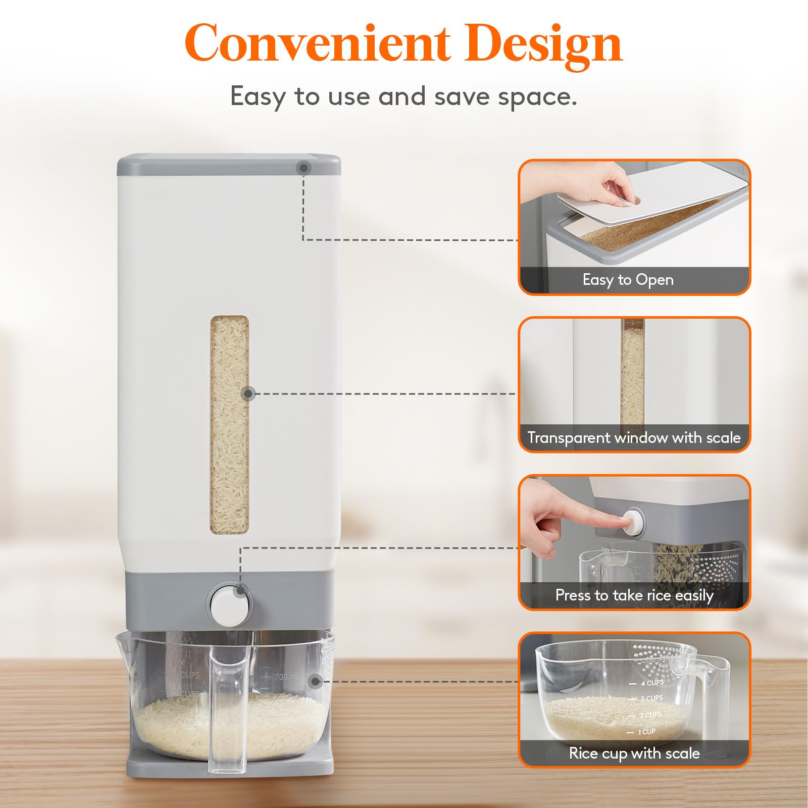 Foto 4 pulgar | Dispensador De Arroz Lifewit Con Una Capacidad De 25,4 Libras (11,5 Kg) Sin Bpa - Venta Internacional.