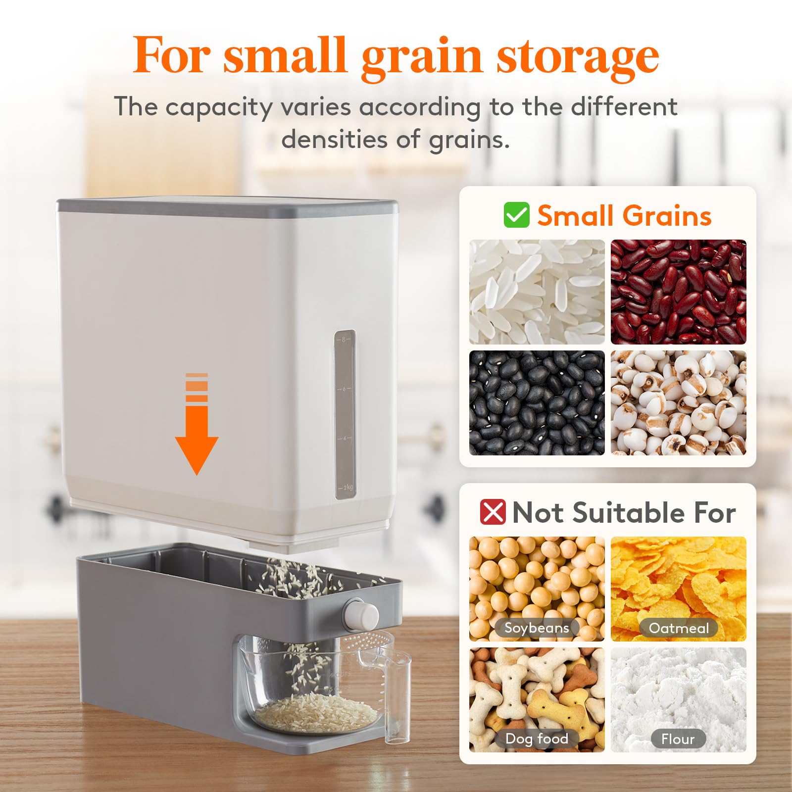 Foto 6 pulgar | Dispensador De Arroz Lifewit Con Una Capacidad De 25,4 Libras (11,5 Kg) Sin Bpa - Venta Internacional.